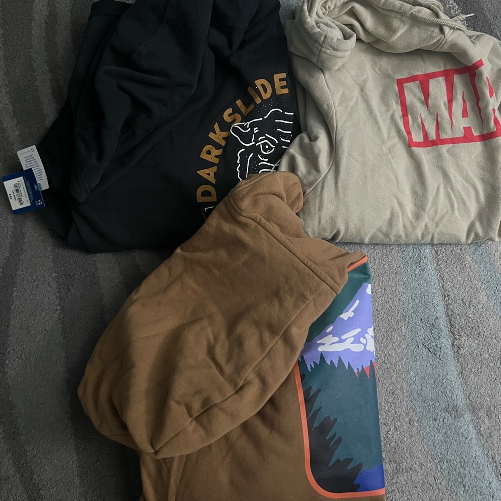 The North Face Black, Cream, and Brown Hoodies